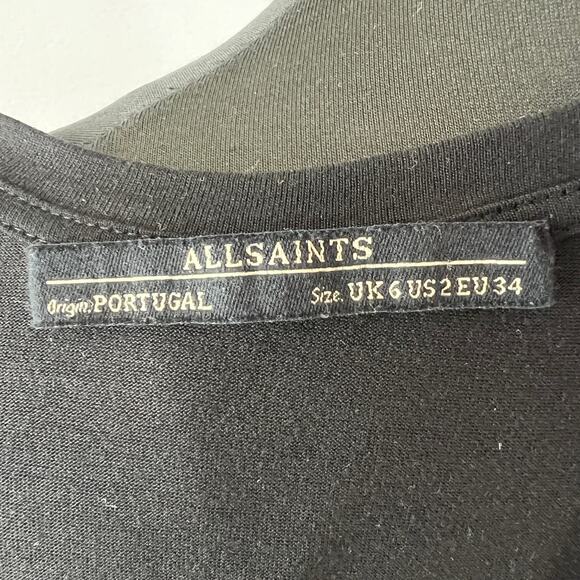 ALLSAINTS Marilla Black Sleeveless Round Neck Twist Side Bodycon Dress Size 2 - Picture 6 of 8